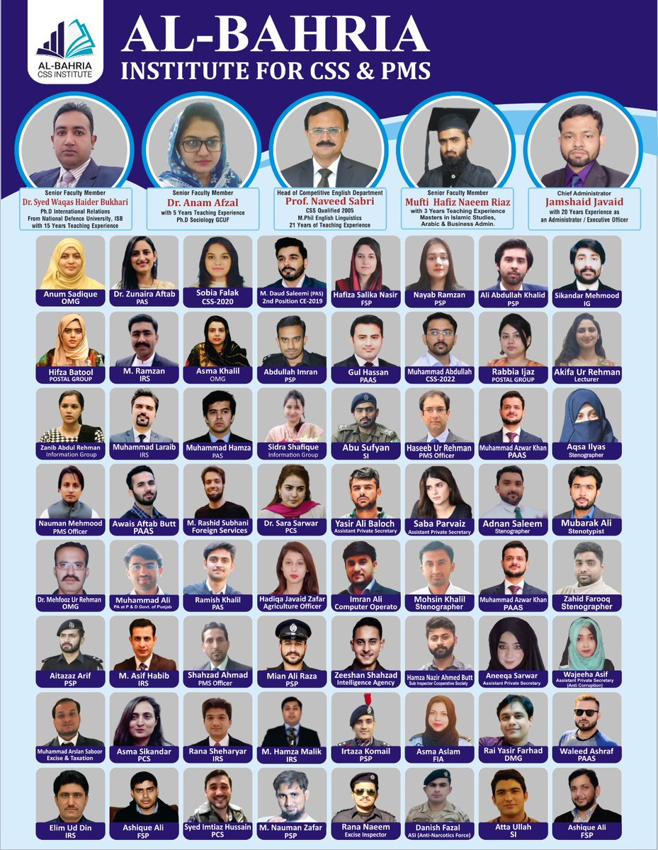 Al_BahriaCSS's tweet photo. Al-Bahria CSS Institute stands proudly as the premier destination for CSS and PMS exams preparation. 

#CSSExam #css2023 #csspreparation https://t.co/aONz9PYfl5