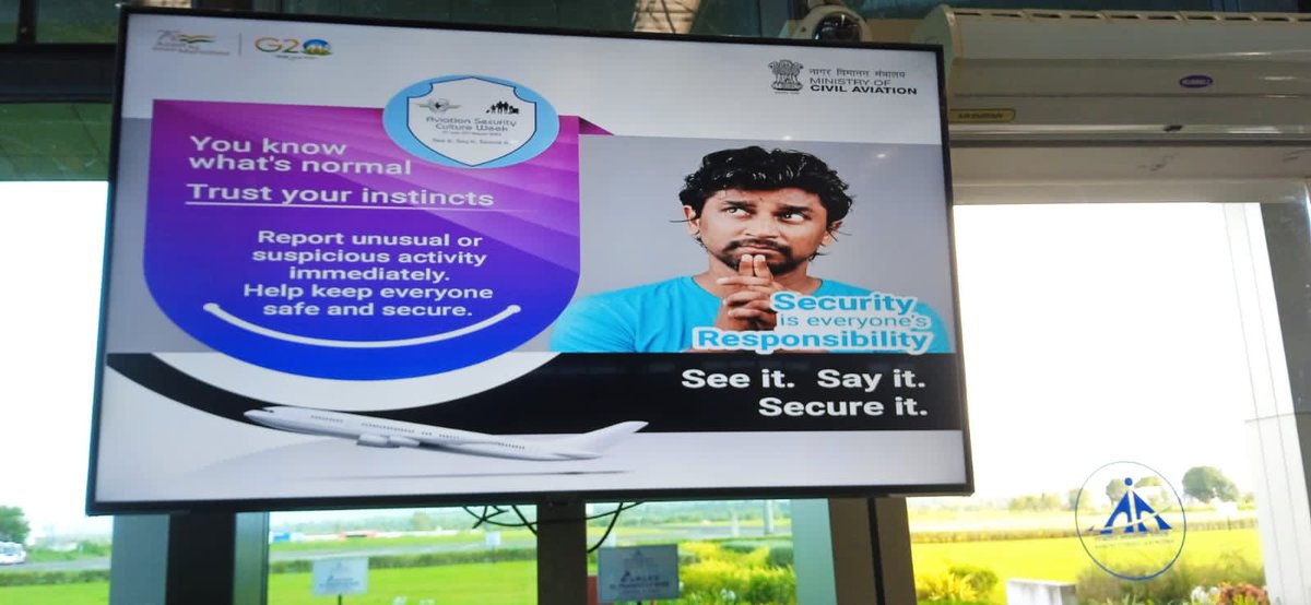 aaiblgairport's tweet photo. #Aviation_Security_Culture_Week.
Disply of slogans at #Belagavi_Airport to promote importance of #Aviation_security through #CCTV and to create #awareness amoung #public in the eve of #aviation_security_culture_week. https://t.co/r5uHXZeEg3
