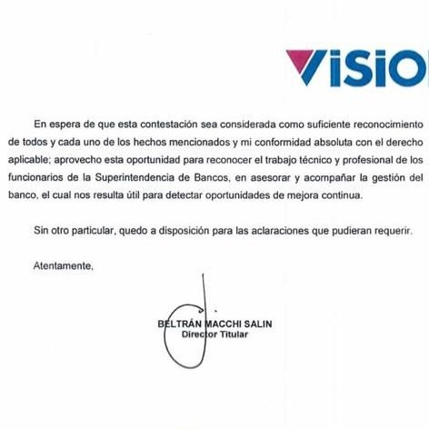 LDionisius's tweet photo. @sosclau @VisionBanco Sancionan a #VisionBanco y todos su gerentes a milonarias multas por faltas graves admitidas por ellos mismos https://t.co/N9EWqPJfmZ