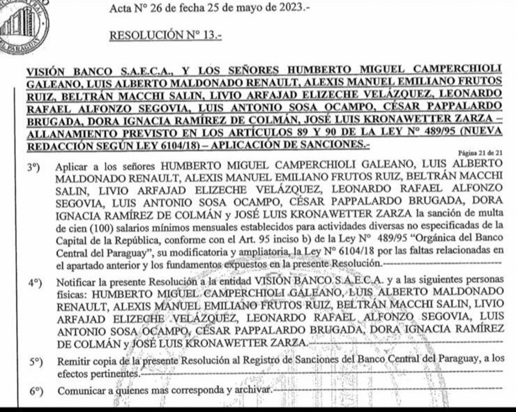 LDionisius's tweet photo. @sosclau @VisionBanco Sancionan a #VisionBanco y todos su gerentes a milonarias multas por faltas graves admitidas por ellos mismos https://t.co/N9EWqPJfmZ