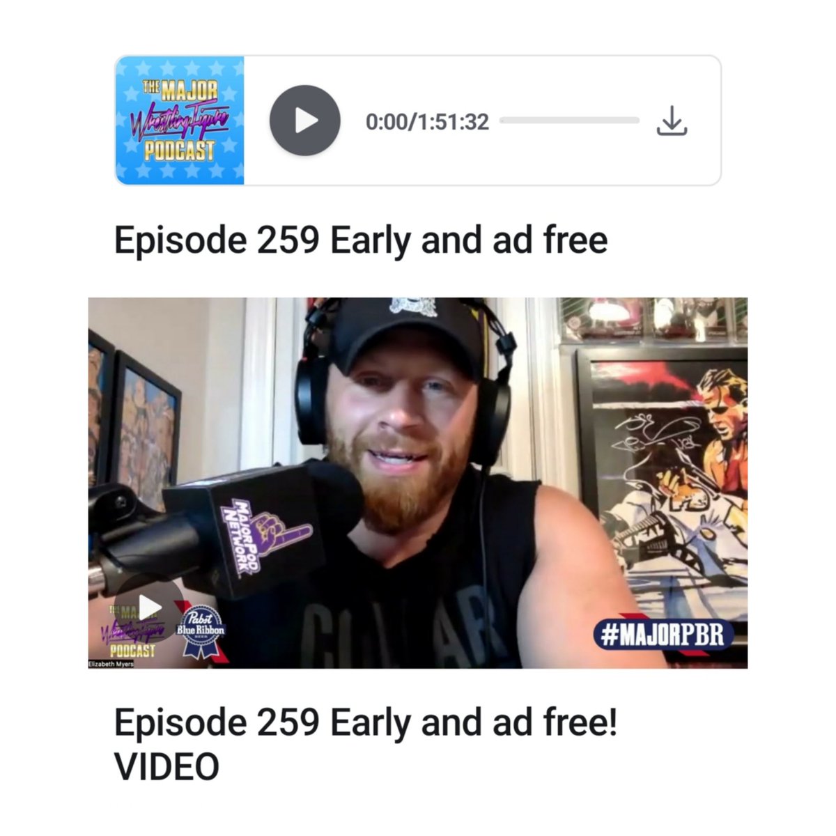 MAJOR POD NETWORK (@majorpodnetwork) on Twitter photo Listen to Episode 259 of <a href="/MajorWFPod/">The Major Wrestling Figure Podcast</a> EARLY and AD FREE—before it drops on Friday—by becoming a 𝘉𝘢𝘴𝘪𝘤 member at MajorMarks.com!
Join the 𝘌𝘭𝘪𝘵𝘦 tier to get exclusive access to the VIDEO VERSION!
<a href="/MajorPodNetwork/">MAJOR POD NETWORK</a> <a href="/TheMattCardona/">Matt Cardona</a> <a href="/Myers_Wrestling/">Brian Myers</a> <a href="/MarkSterlingEsq/">“Smart” Mark Sterling, Esq.</a> Listen to Episode 259 of <a href="/MajorWFPod/">The Major Wrestling Figure Podcast</a> EARLY and AD FREE—before it drops on Friday—by becoming a 𝘉𝘢𝘴𝘪𝘤 member at MajorMarks.com!
Join the 𝘌𝘭𝘪𝘵𝘦 tier to get exclusive access to the VIDEO VERSION!
<a href="/MajorPodNetwork/">MAJOR POD NETWORK</a> <a href="/TheMattCardona/">Matt Cardona</a> <a href="/Myers_Wrestling/">Brian Myers</a> <a href="/MarkSterlingEsq/">“Smart” Mark Sterling, Esq.</a>