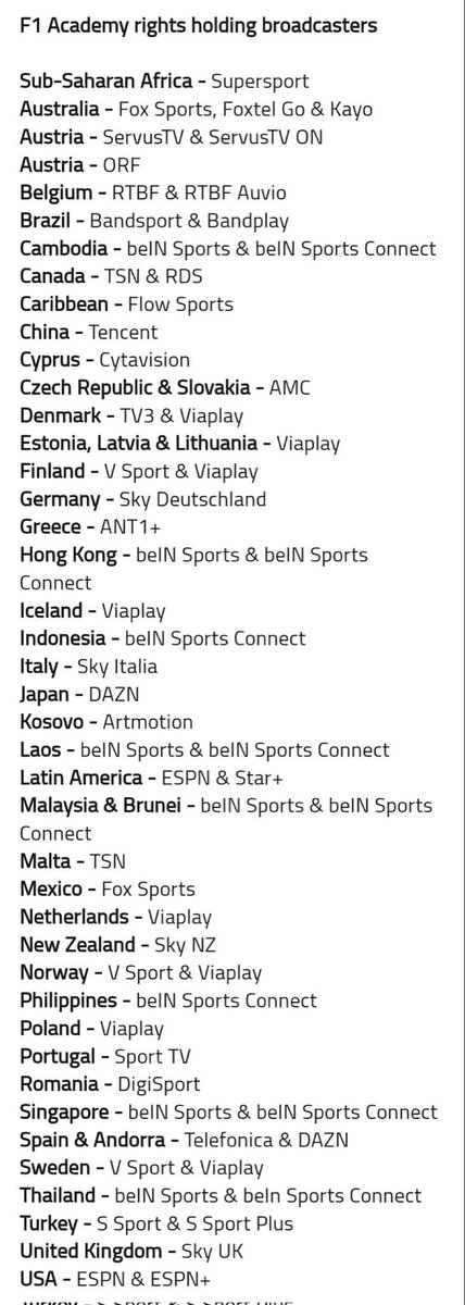 FastestPitStop's tweet photo. Confirmation of the F1 Academy broadcasters ahead of their next race (and final race weekend) in Austin on October 20-22.

#F1 https://t.co/DThZQQugYb