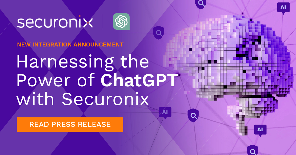 We have harnessed the power of #ChatGPT AI to speed up cybersecurity investigations. Cyber pros can use natural language in Securonix Investigate, improving efficiency and speeding up MTTR. Read More! sc.securonix.com/u/13nEQH
