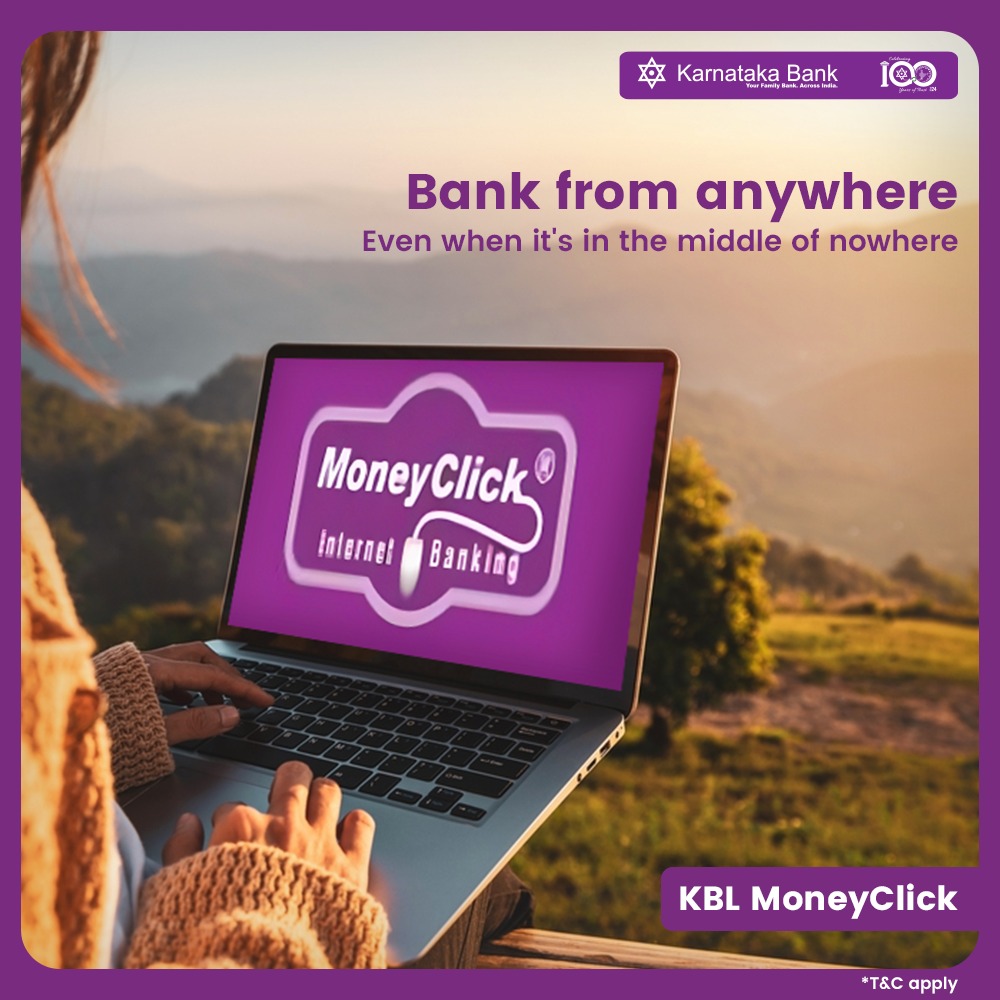KarnatakaBank's tweet photo. Bringing your family bank to the place of your convenience.
Visit our website to know more.
https://t.co/tBlFg10o6S
#karnatakabank #moneyclick #internetbanking #onlinebanking #convenient #banking #easybanking https://t.co/Y8ptaq8YMT