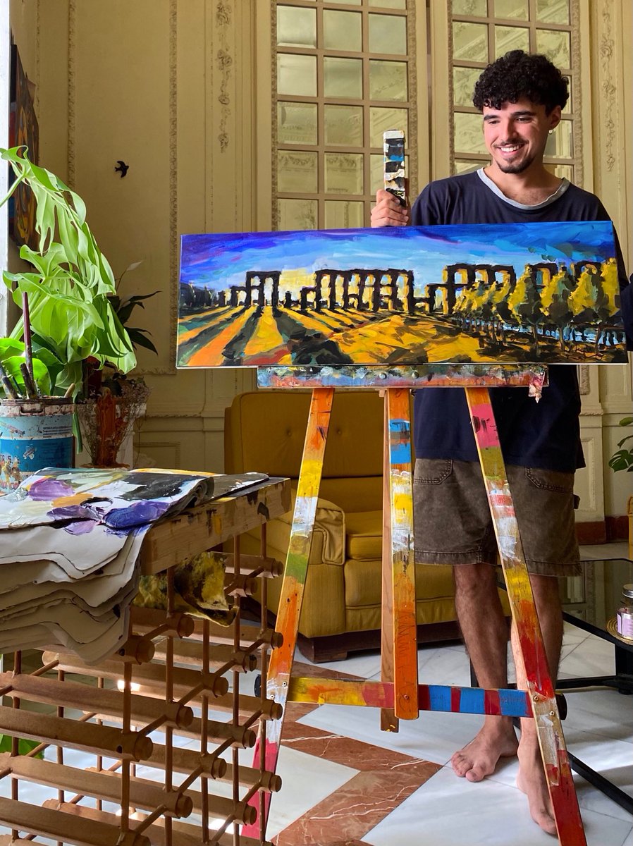 adrianhmuxk's tweet photo. Estoy viajando por pueblos de Extremadura pintándolos, hoy ha tocado pintar el Acueducto de los Milagros en Mérida ❤️ https://t.co/Y3qloHJt4h