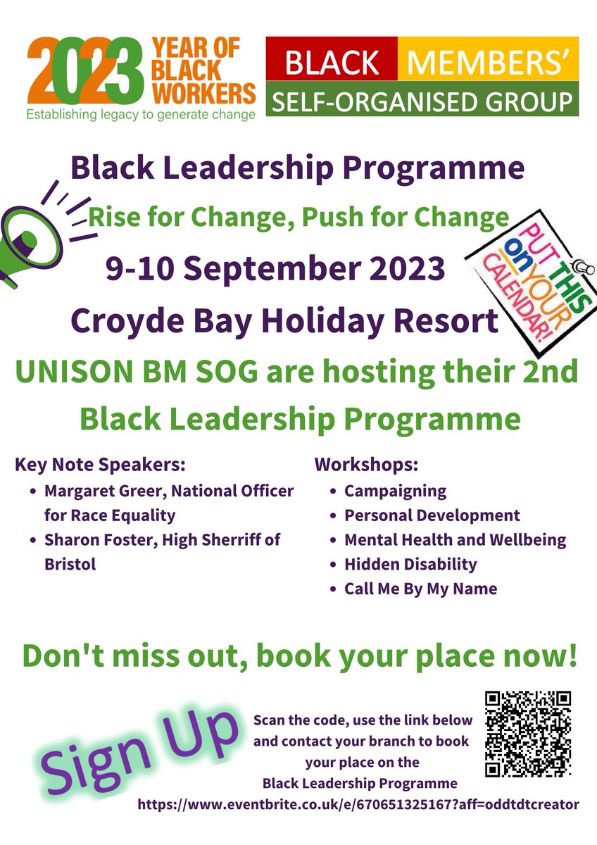 Black Leadership Programme over the weekend of 9th/10th September, if any members are interested in attending: