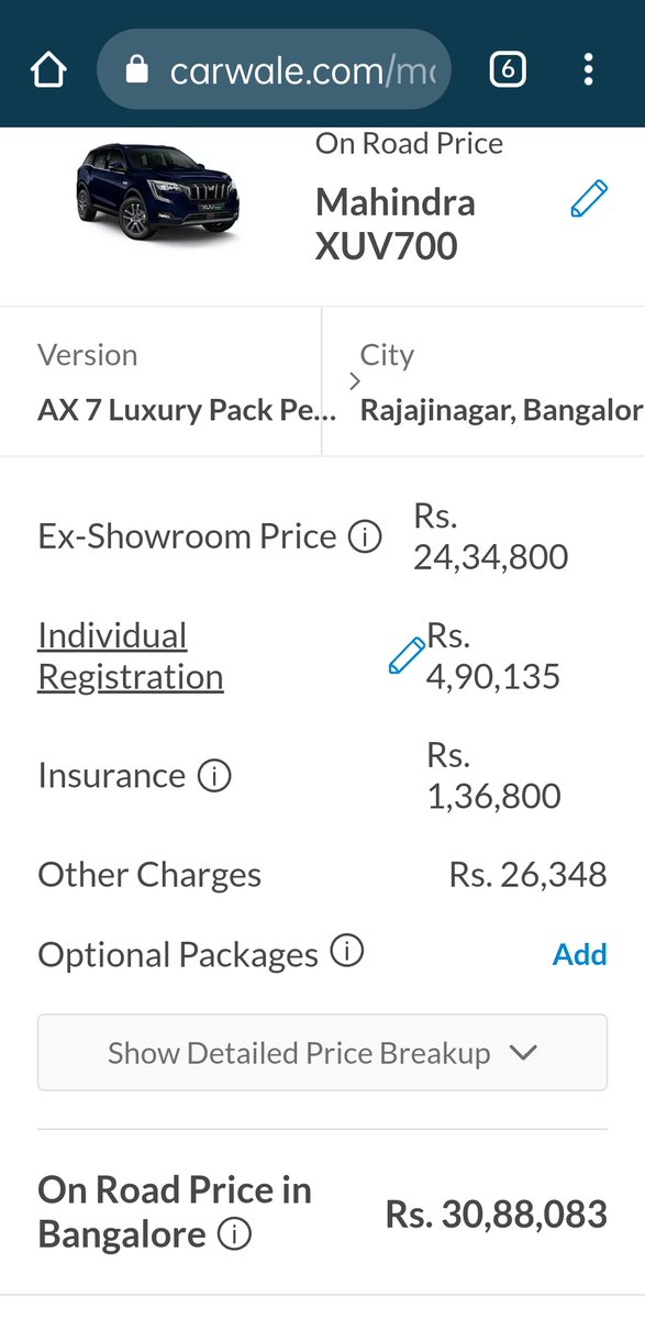 jcrabtree's tweet photo. #CarQuestion
🇮🇳 🇦🇺
Why is the price of an Indian made Mahindra XUV700 AX7L so much cheaper in Australia than India?
I bought one in Melbourne for ₹21,75,655 (AU$39,990) drive away no more to pay.
In Bangalore India I think the same car is ₹30,88,083 (AU$56,758).
Surely I'm wrong!!!
What am I missing? 🤔
Please let me know in a comment... ⬇️
@MahindraAus
@MahindraRise