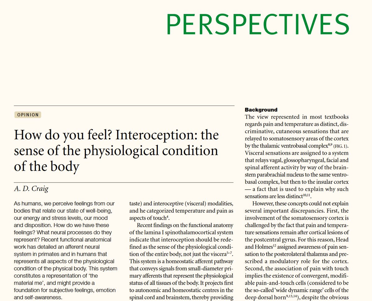 A.D. (Bud) Craig's passing is a huge loss to neuroscience. Here's an enormously influential paper that changed the understanding of interoception. Craig's work has huge implications for emotion and consciousness too.