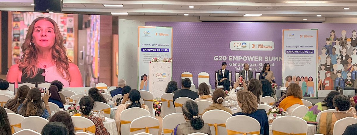 g20empower's tweet image. It's encouraging that #G20EMPOWER is prioritising women led development; your leadership has the potential to make a huge difference in unlocking women's power: Melinda French Gates, Co-Chair, @BMGFIndia #G20EMPOWER #WomenLedDevelopment