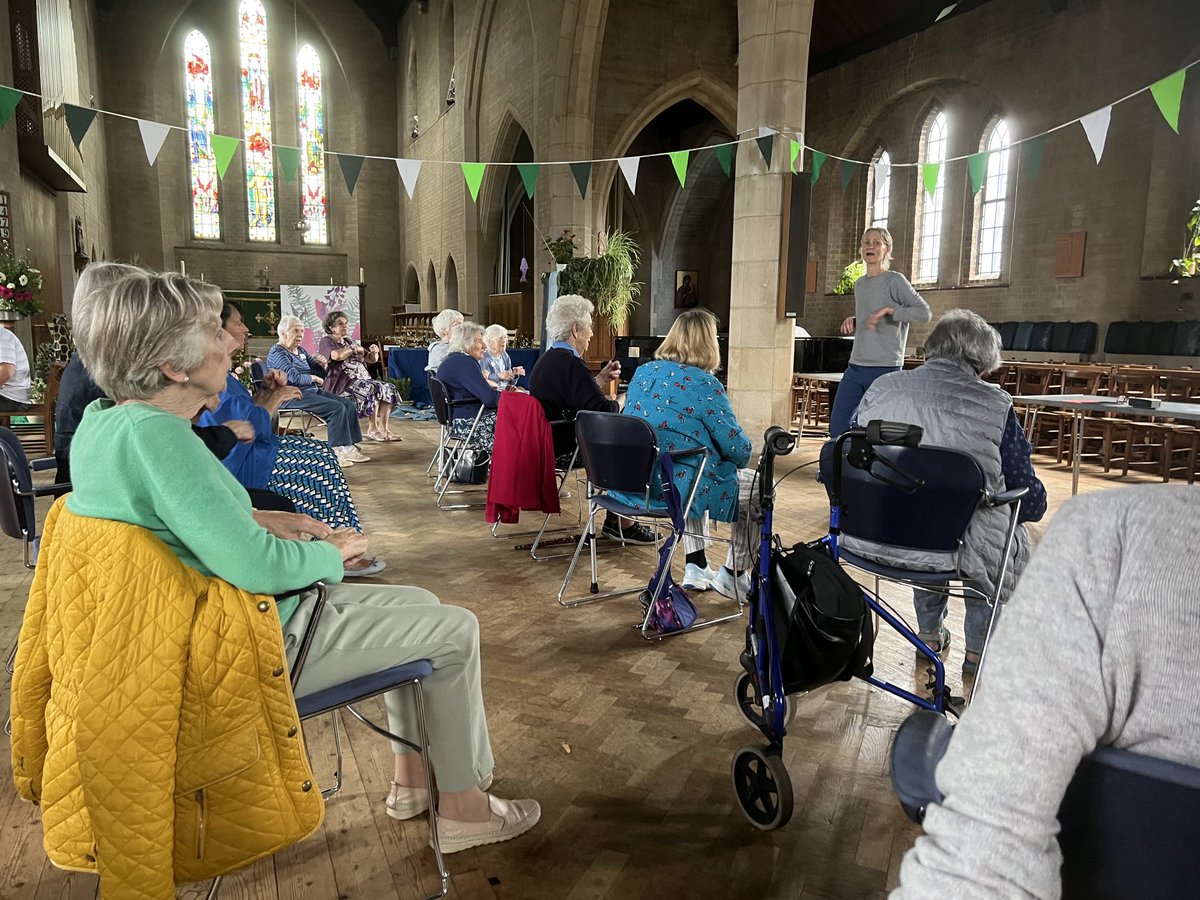 Chair exercises in full swing at Holiday at Home ⁦@ChristChurchESh⁩ ⁦@allsaints_sheen⁩ ⁦@WeAreMortlake⁩