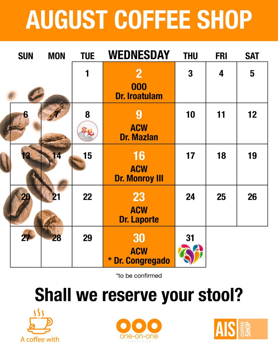 AISMedicalNet's tweet photo. 👩⚕️👨⚕️Curious about asking YOUR surgical role models questions? Join AIS's A Coffee With sessions this August! 🗓️ Every Wednesday, interact with top surgeons in a friendly and informal setting! 🌟Reserve your stool now at https://t.co/zc7xICHMfE! #IamAIS #ACoffeeWith #AISchannel 🩺 https://t.co/SGTyT5qyYg