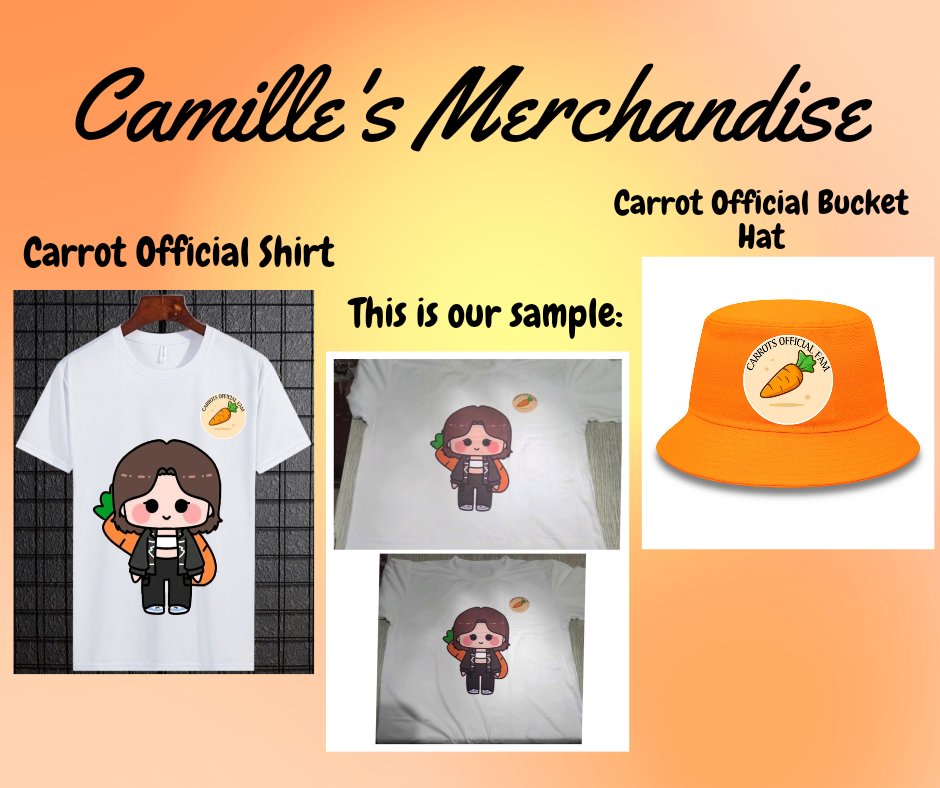 CarrotsOfc's tweet photo. Ahoy!!🧡

Surprise‼️

As the Celebration of Camille Birthday,We are now opening a Camille's Official Merchandise. This Merchandise is the OFFICIAL merch of CARROTS.

We hope you like the design we made for Camille and the other merch that will come soon for her. https://t.co/pyA5eoQSSO