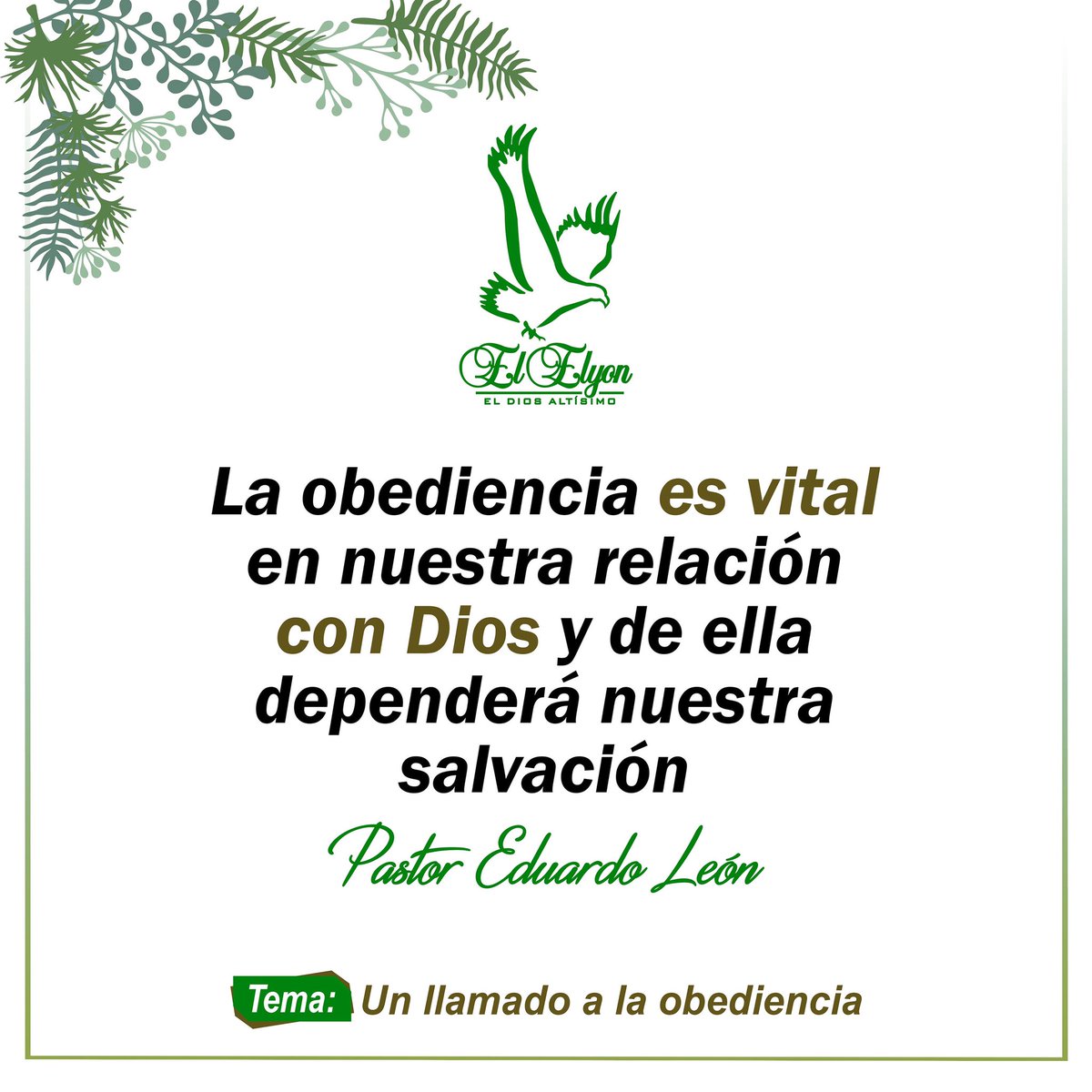 eldiosaltisimo1's tweet photo. La obediencia es vital en nuestra relación con Dios y de ella dependerá nuestra salvación
.
.
.
#Elyonmargarita #frasedelPastor #obediencia #vital #relación #Dios #depender #salvación https://t.co/yEPW929vna
