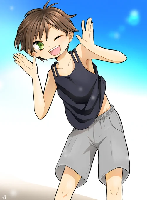 タンクトップショタ #オリジナル #イラスト