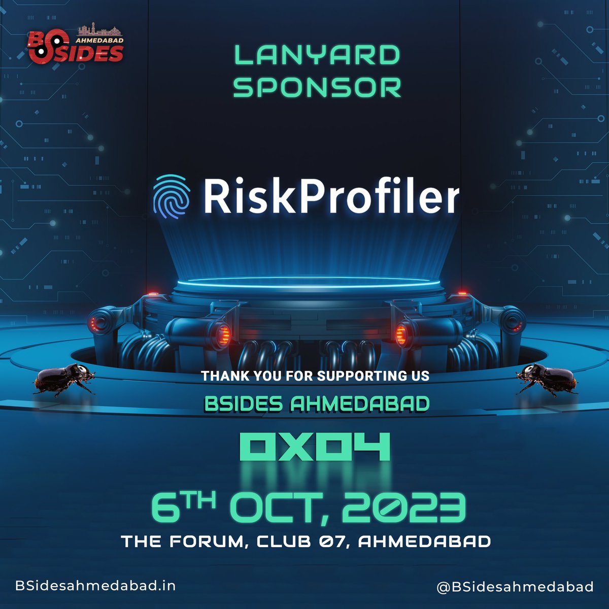 Security BSides Ahmedabad (@bsidesahmedabad) on Twitter photo ๐ฝ Ecstatic to unveil <a href="/RiskProfilerIO/">RiskProfiler</a> as the official Lanyard Sponsor for BSides Ahmedabad 0x4! ๐
๐
Date: 6 October 2023
โฐ Time: 9 AM onwards
๐ Location: The Forum, Clubย O7,ย Ahmedabad
๐ง๐ผโ๐ปMake sure you grab your tickets now to seize this amazing opportunity ๐คฉ ๐ฝ Ecstatic to unveil <a href="/RiskProfilerIO/">RiskProfiler</a> as the official Lanyard Sponsor for BSides Ahmedabad 0x4! ๐
๐
Date: 6 October 2023
โฐ Time: 9 AM onwards
๐ Location: The Forum, Clubย O7,ย Ahmedabad
๐ง๐ผโ๐ปMake sure you grab your tickets now to seize this amazing opportunity ๐คฉ