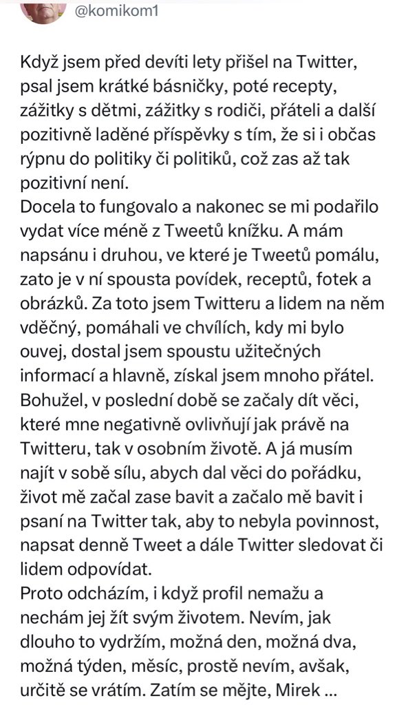 OdpadT's tweet photo. Trvalo to věčnost, ale ✅
Mirošu @komikom1 ty lháři starej, už sa nevracaj! https://t.co/8oGYFa3RYd