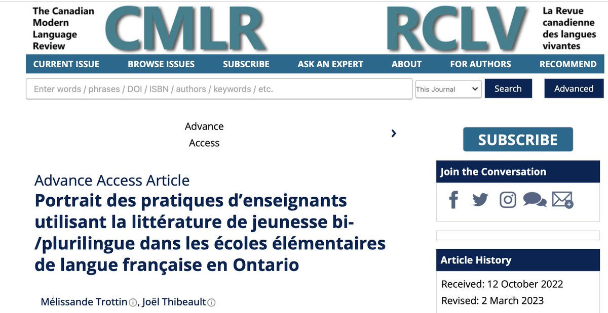 Joël Thibeault (@joel_055) on Twitter photo Mon étudiante Mélissande, dont je suis très fier, et moi venons de publier certains des résultats de sa recherche de maitrise! <a href="/utpress/">University of Toronto Press</a>
Voir la pré-publication: doi.org/10.3138/cmlr-2… Mon étudiante Mélissande, dont je suis très fier, et moi venons de publier certains des résultats de sa recherche de maitrise! <a href="/utpress/">University of Toronto Press</a>
Voir la pré-publication: doi.org/10.3138/cmlr-2…