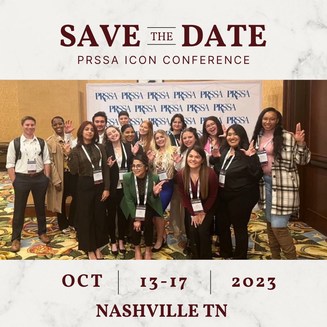 📅 Save the date for this year's PRSSA National Conference in Nashville, TN. Get ready for an unforgettable experience filled with inspiring speakers, valuable workshops, and networking opportunities 🙌
Stay tuned for more updates!
