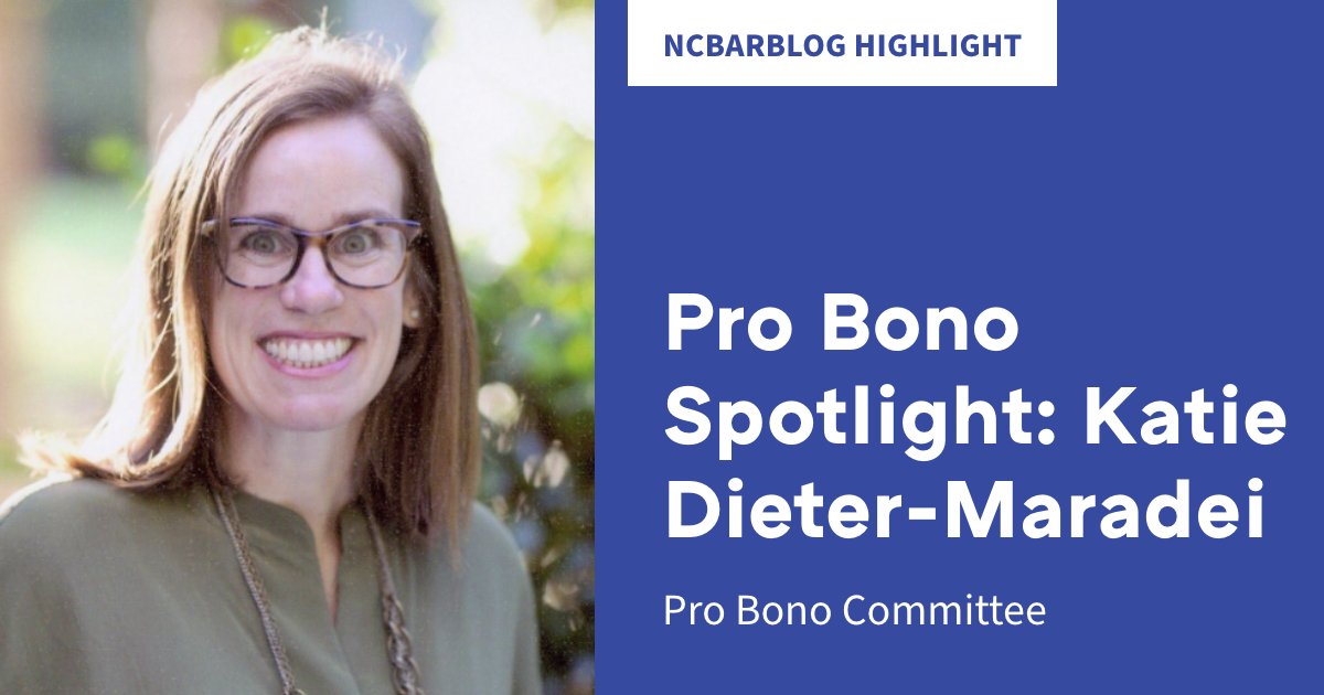 NCBAorg's tweet photo. For over a decade, Kate Dieter-Maradei has blocked two to three days each week for pursuing pro bono projects and community causes. Read Kateβs story and what prompted her to invest herself in diversity, equity, and inclusion causes on the #NCBarBlog: https://t.co/agqsZGww3T. https://t.co/eB16FeQMAp