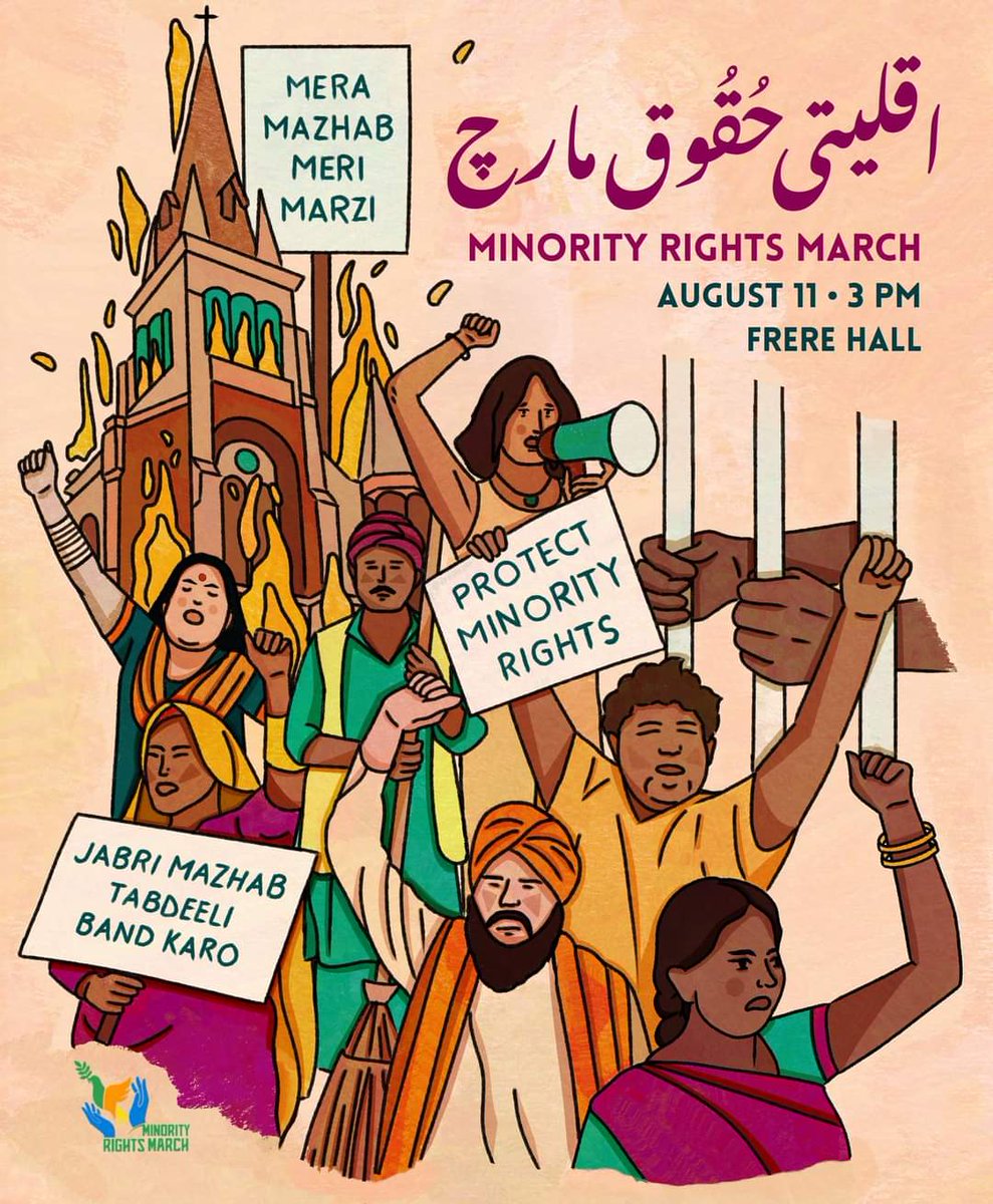 KDSindhi's tweet photo. First-ever #MinoritiesRightsMarch happening on August 11, wherein activists will demand: 
#StopForcedConversion
#StopMisuseOfBlasphamyLaw
#StopAttacksOnWorshipPlaces

Come &amp; March with minorities to amplify their voice &amp; get it heard!!! https://t.co/pDyrW3HqKt