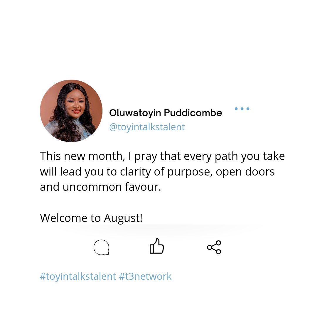 toyintalktalent's tweet photo. Someone else being "more" doesn't make you "less".
Speed doesn't always mean progress, especially if you're going in the wrong direction.
So own your journey and run your race.
Welcome to August!
#toyintalkstalent #t3network #talent #career https://t.co/xpSHboGlDY