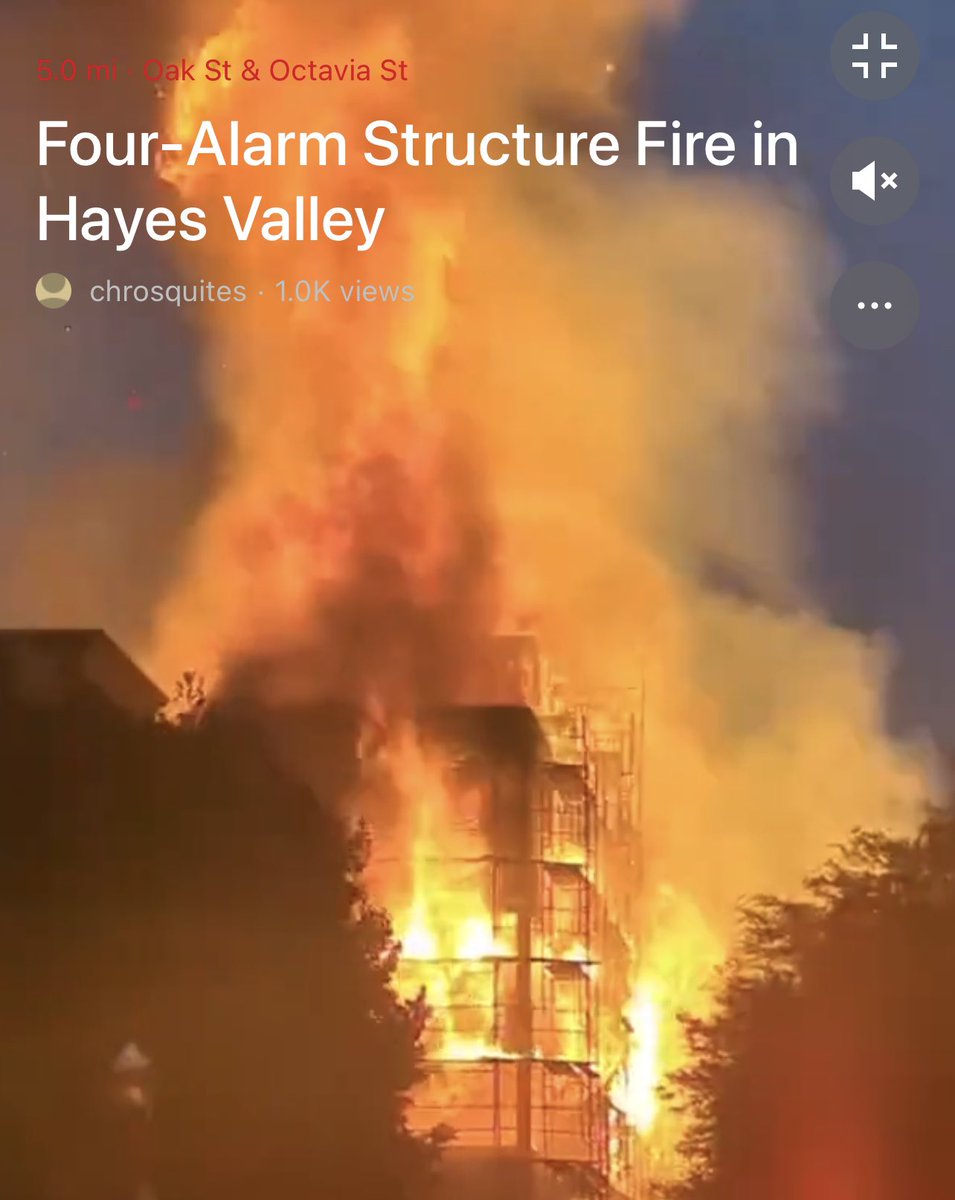 SFFFLocal798's tweet photo. SF Firefighters on scene at a 4th alarm in Oak and Octavia Streets. Building was under construction, type 5, with multiple stories.  Crews are setting up ladder pipes.  This high traffic area will be impacted, please avoid the area.   @ktvu2 @KTVUtraffic @sfmta_muni @HeatherKTVU https://t.co/jgew1JbJGc