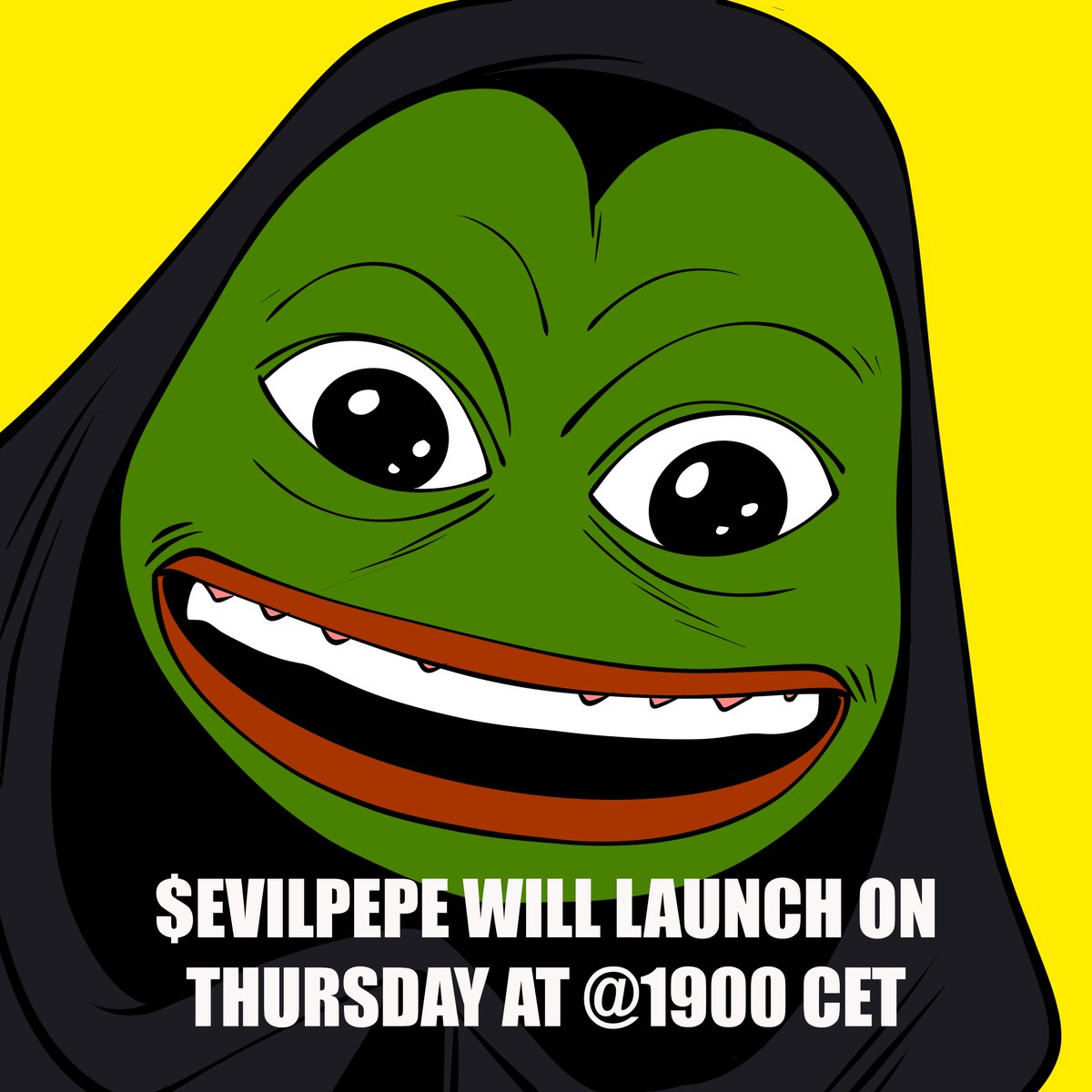 evilpepe_token's tweet photo. We officially have a launch window

⏰$EvilPepe will launch on Thursday at 1900 CET (5pm UTC, 6pm UK, 1pm EST, 10am PST)
🐸 Presale tokens will be claimable at time of launch
😈 There are fake twitter and tg accounts out there that are not outs, do not be fooled. 

Stay vigilant https://t.co/fiU76ZTBUy