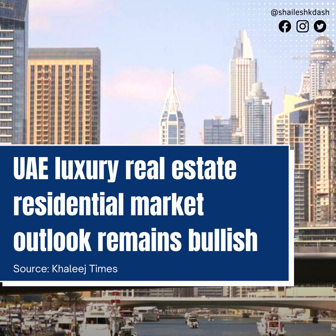 ShaileshDash's tweet photo. Dubai has been ranked as the world’s fourth-most active market in the luxury residential segment as sales of prime properties continue to rise.

Thank you Khaleej Times for the feature. 
✅ Read full article here: https://t.co/BtRYSSjYCF
.
.
.
#RealEstate #UAE #dubai #Business https://t.co/xL4PmrIBPZ