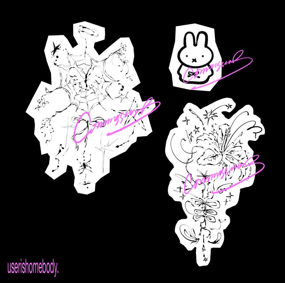 here are some of my tattoo works / stickers inspired of tat style ★

im sooooo incredibly grateful i get to achieve my dream in this way for now &amp; for all the support i’ve been getting from them 🥹

ribbons marked with star are open for anyone to take for 450 (dm to claim!)