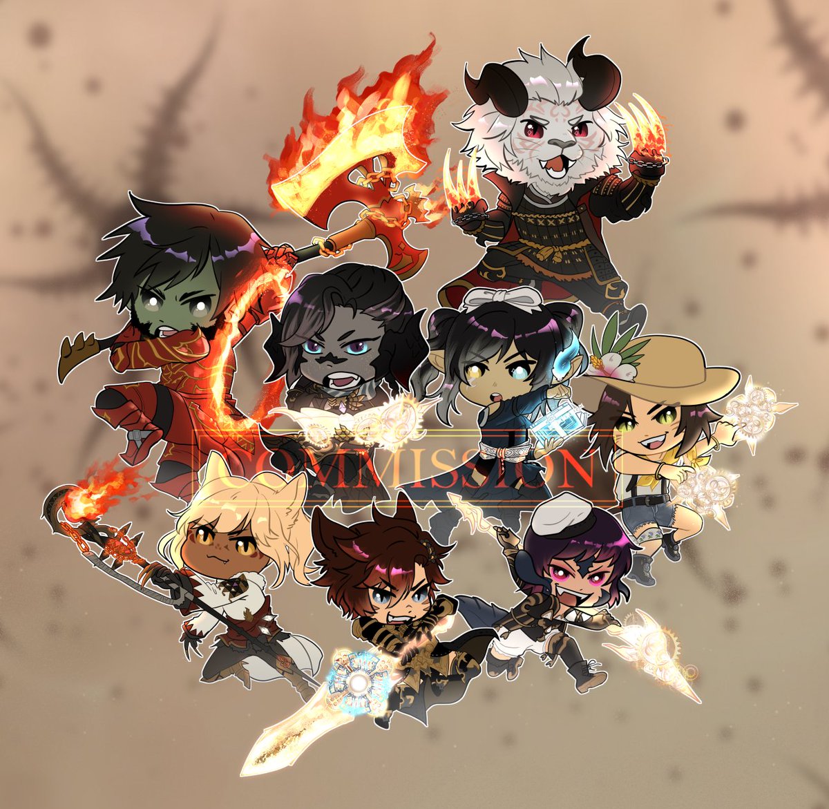 chibi ffxiv static piece for @._darkdragoon
