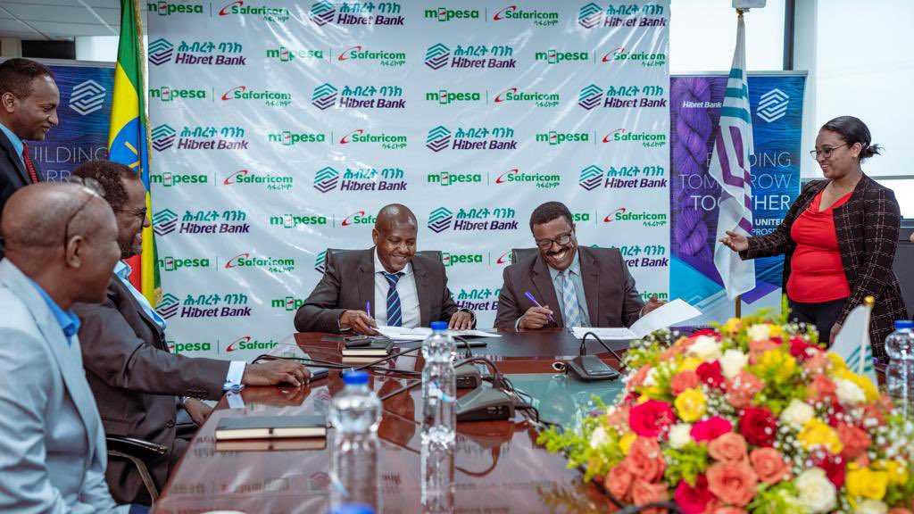 SafaricomET's tweet photo. Safaricom M-PESA and @HibretBank partner to provide mobile banking, super agency and retail agency services. #SafaricomEthiopia #FurtherAheadTogether https://t.co/I9P8A69qij