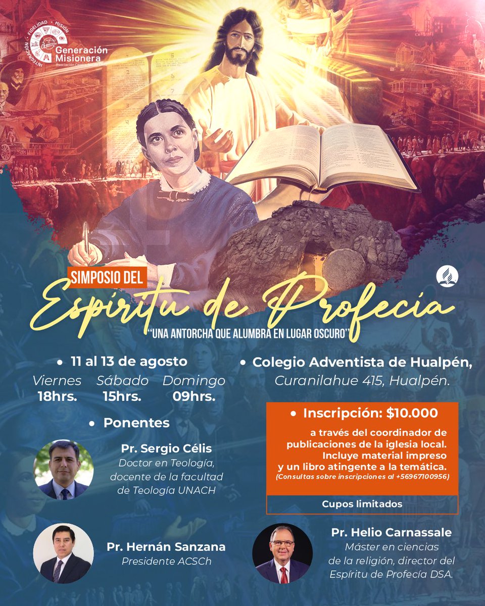 Una nueva y gran oportunidad para aprender de profecías: el mensaje especial para nosotros y para nuestro tiempo. 
Consulta e inscríbete a través del whatsapp +569 6710 0956.

#simposio #espiritudeprofecia #profecias #esperanza