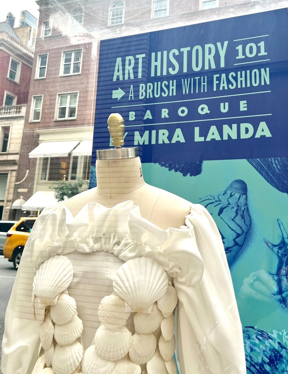 Seashells for the seashore on Madison Avenue. Dress created by a student at the School of Visual Arts in New York City inspired by the Baroque Period.  #summer #shells #schoolofvisualarts #madisonavenue #nyc #whimsy