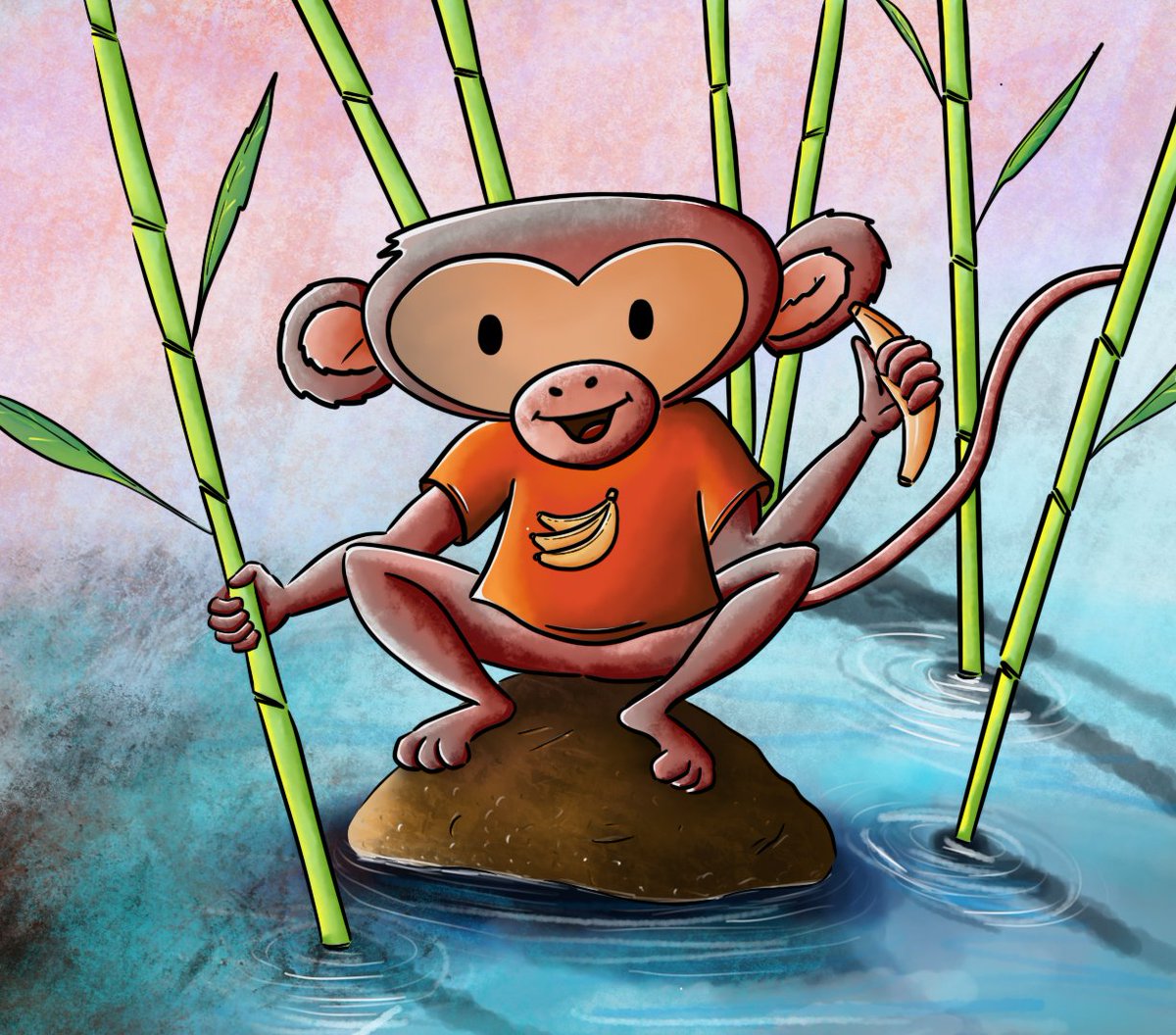 eclipse_blue's tweet image. Arte hecho en #Procreate, visita mi website eclipseblue.com - Título: Monito pescador