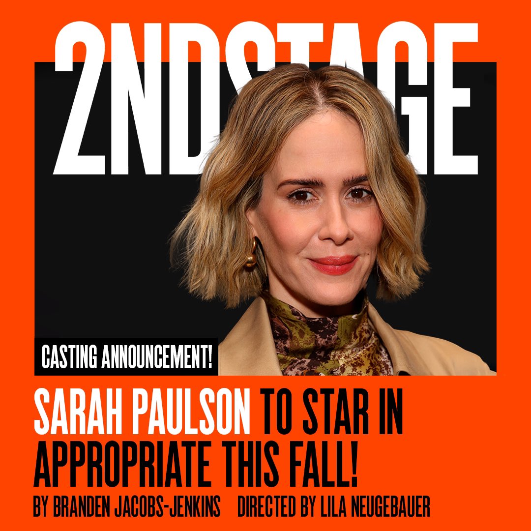 sarahpaulsbean's tweet photo. Guarantee your seats to ‘Appropriate’ on Broadway (starring Sarah Paulson) before single tickets go on sale later this fall by a 2ST subscription. Subscriber booking begins today! For more info: https://t.co/i4VFsVXQtn https://t.co/4a8brzhgS7