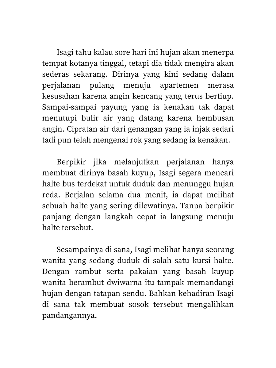iredescenty's tweet photo. Fem!Bachira × Fem!Isagi

ㅤㅤPertemuan pertama yang tak diduga oleh siapapun berlangsung di bawah derasnya hujan. Halte sepi pengunjung pun menjadi saksi untuk keduanya. https://t.co/Ia4k4g13OQ