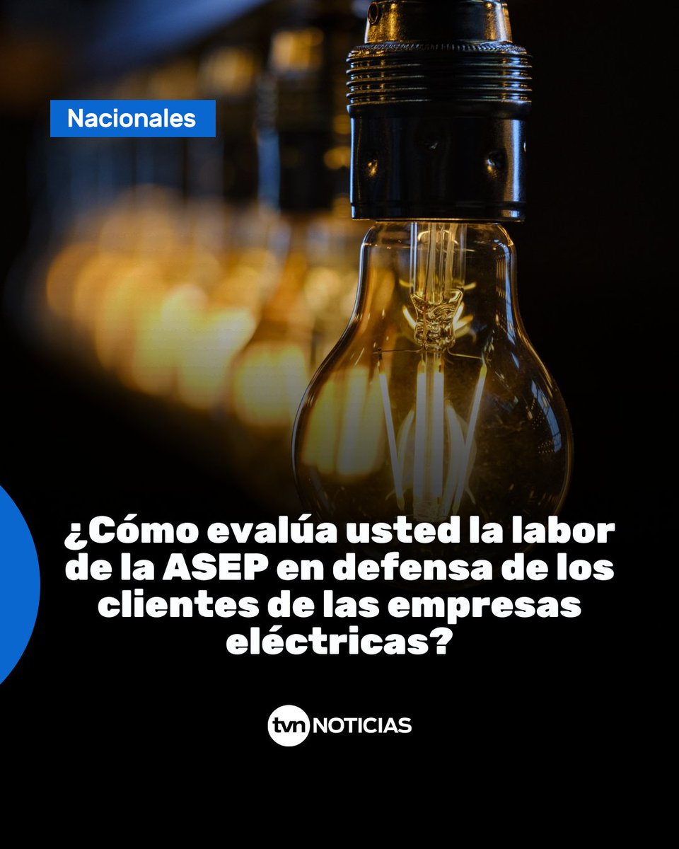 tvnnoticias's tweet photo. ¿Cómo evalúa usted la labor de la ASEP en defensa de los clientes de las empresas eléctricas? 💡 ⚡ 📄 

Cuéntenos su opinión, la estaremos compartiendo en el #NoticieroEstelar. 📺 💬 https://t.co/5MhzCKXtlw