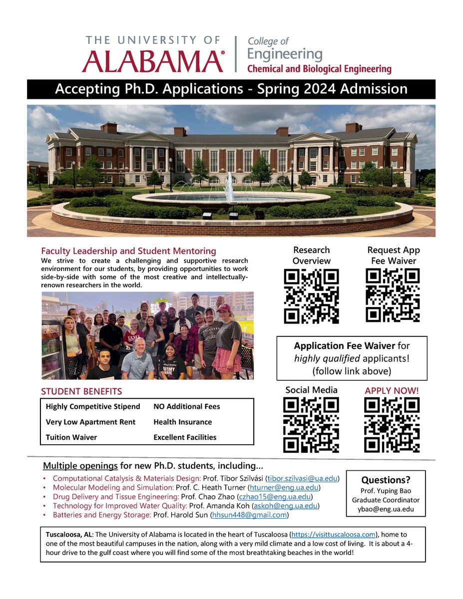 UAChBE's tweet photo. Interested in starting grad school in spring 2024? We have several opportunities. Check out our flyer and contact us! https://t.co/REngAgGvSp