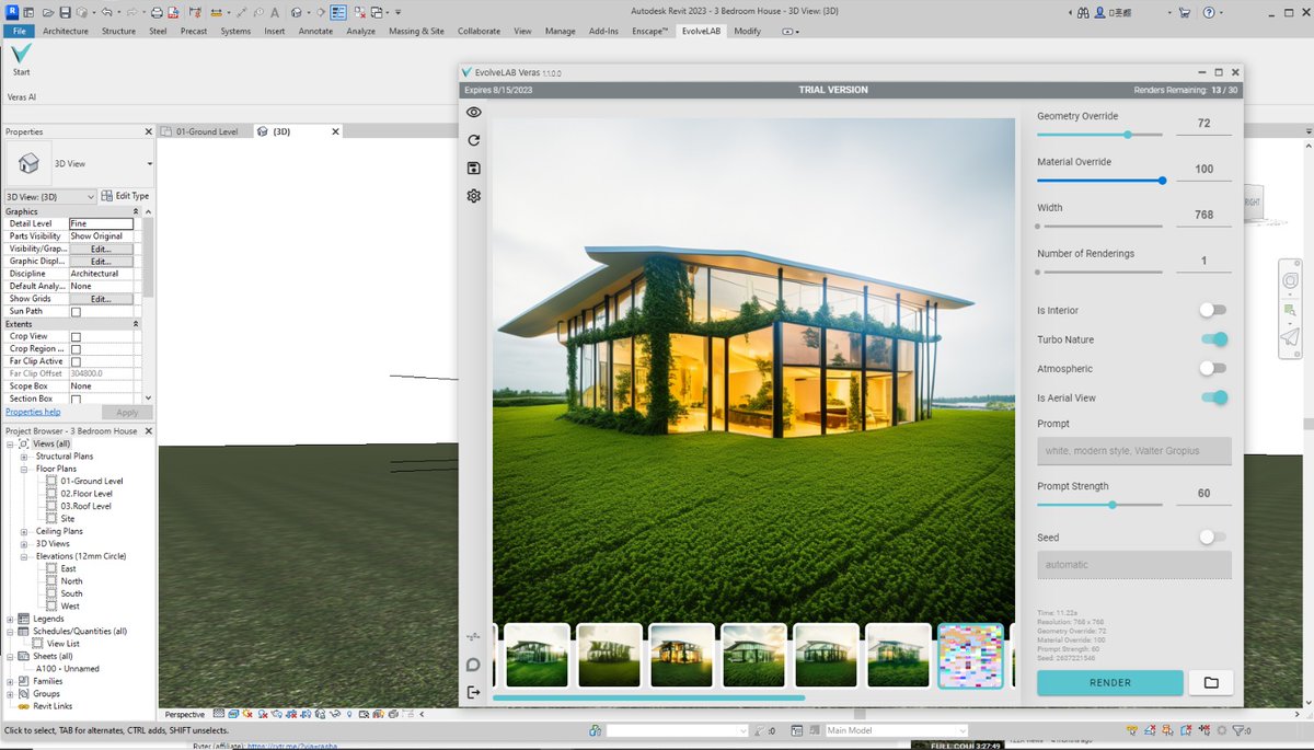BobChurchill3's tweet photo. Can't believe how quickly AI can generate renders! Working on a project using Revit and the amazing Evolve lab AI tool. Mind-blowing results, although accuracy still needs some fine-tuning. #AI #Revit #EvolveLab #architecture #design https://t.co/FMwA4UN0IN