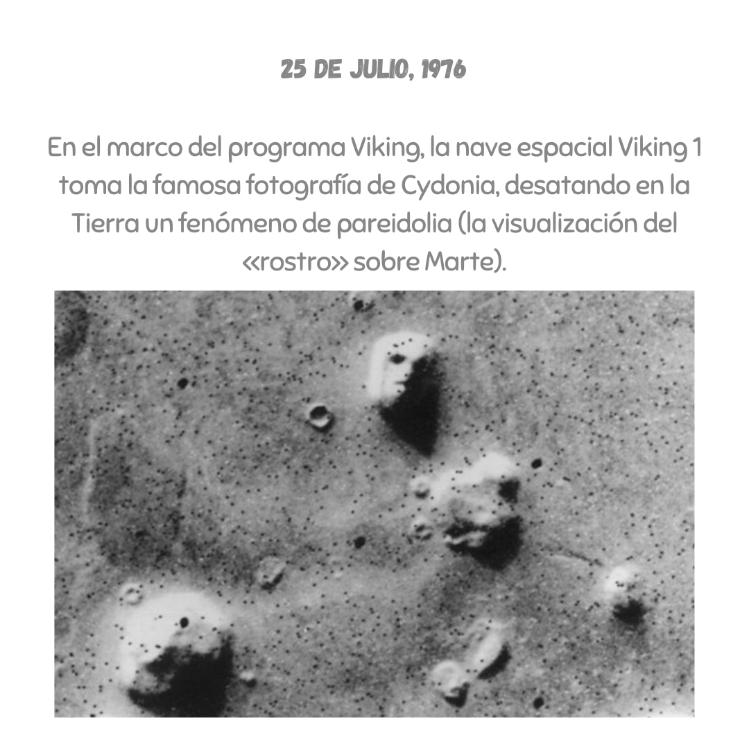 BiblioUsmJmc's tweet image. ☆Un 25 de julio de 1976 la nave espacial Viking 1 toma la conocida fotografía de #Cydonia  donde muchos visualizan una carita .