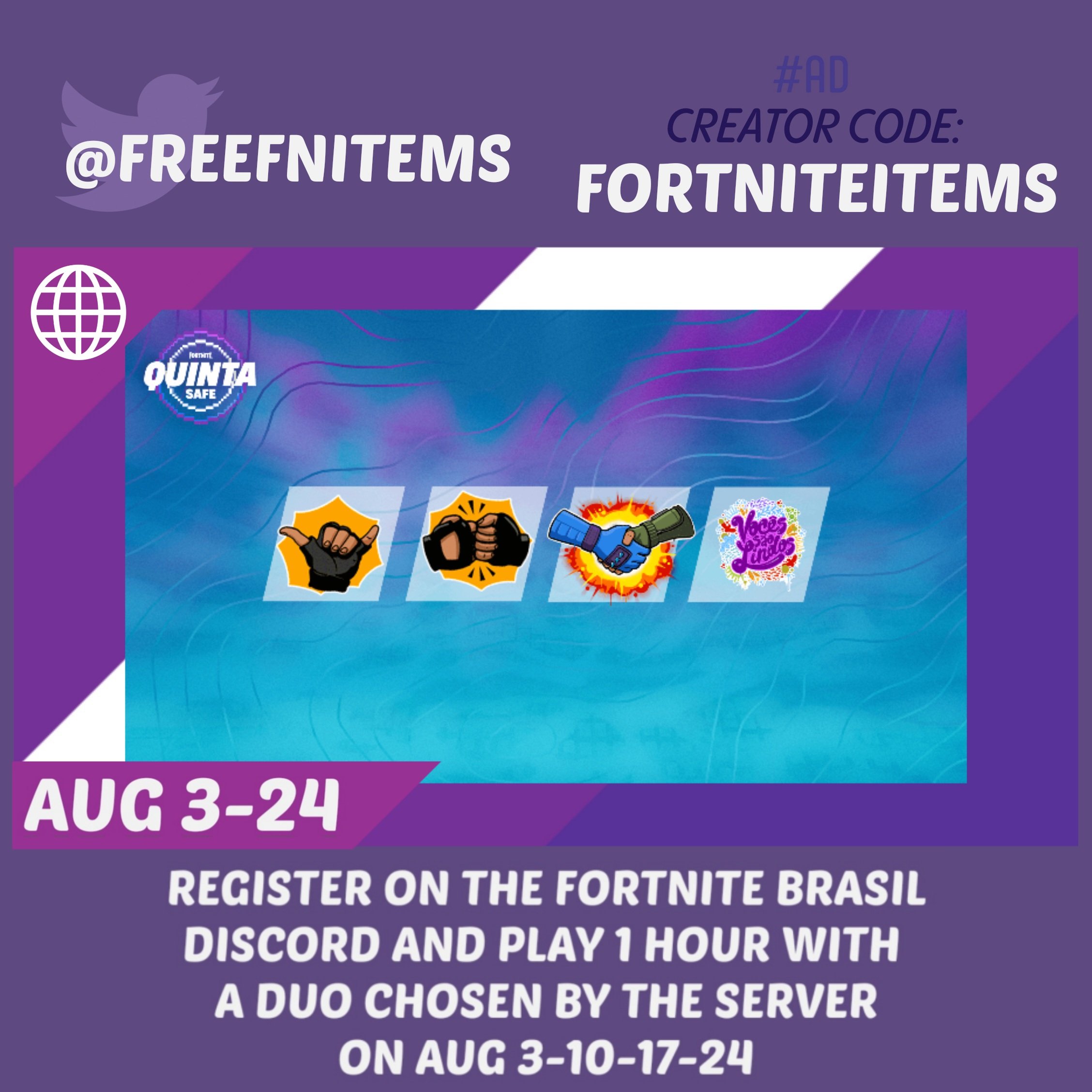 Free Fortnite Items on X: □ 3 Emoticons, 1 Spray Register in the
