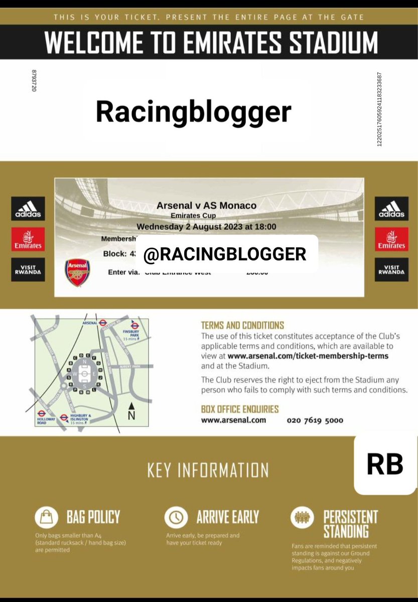 ARSENAL FANS TAKE MY TICKETS 🎟 

I've giving away my tickets for FREE to the Monaco game tomorrow:

To Enter: 👇

1️⃣ RT this Tweet
2️⃣ Follow <a href="/racingblogger/">Stephen R Power</a>

WINNER ANNOUNCED AT 10PM TONIGHT!! 

🚨 instagram.com/racingblogger

#Arsenal #Gooners #EmiratesCup 🔴