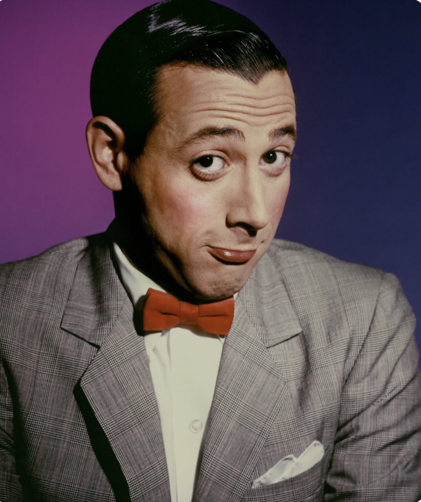HelenFitch's tweet photo. RIP Pee-wee Herman😢
Loved your wonderful and wacky films, they always cheered me up. Nobody else in my family quite understood them!  
@peeweeherman #PeeWeeHerman #PaulReubens #PeeWeesBigAdventure https://t.co/gI74bwYeax