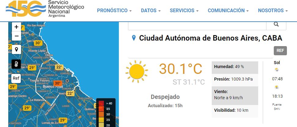 ¡En CABA superamos los 30°C! 

Es el comienzo de agosto más cálido en 117 años de datos. El anterior era el 1° de agosto de 1942, que tuvo 24,6 °C.   

Además, desde el 21/8/2014 no superábamos la barrera de los 30 durante el invierno. 🌡️🔥

Datos del <a href="/SMN_OCBA/">Observatorio Central Buenos Aires</a>