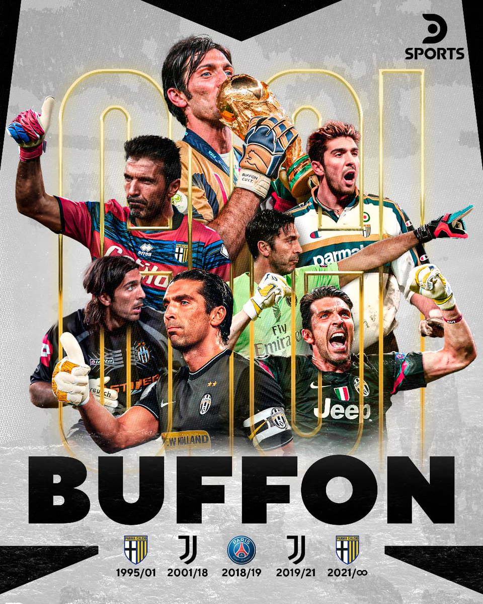 DSports's tweet photo. 🚨 SE RETIRA BUFFON 

➡️ A los 45 años, el histórico arquero italiano le pone punto final a su trayectoria.

🧤 En sus 1151 partidos como profesional, consiguió: 

- Copa Mundial de la FIFA
- 10 Serie A 
- Ligue I
- 2 Europa League
- 6 Copas Italia
- 8 Supercopas 
- Serie B https://t.co/JY2smcJFOV