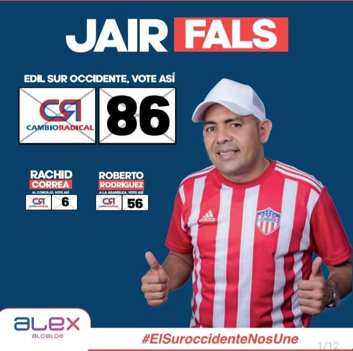 JairfalsS's tweet photo. Nuestros candidatos #ElSuroccidenteNosUne vamos a participar en estas elecciones Así:
Edil suroccidente  CR  86
Concejo  CR  6
Asamblea   CR  56
Alcalde  Alex Char 
Con el favor de Dios saldremos vencedores. @zabaraing @RRodriguez0515 @rachidcorrea https://t.co/e1BK5gYwtH