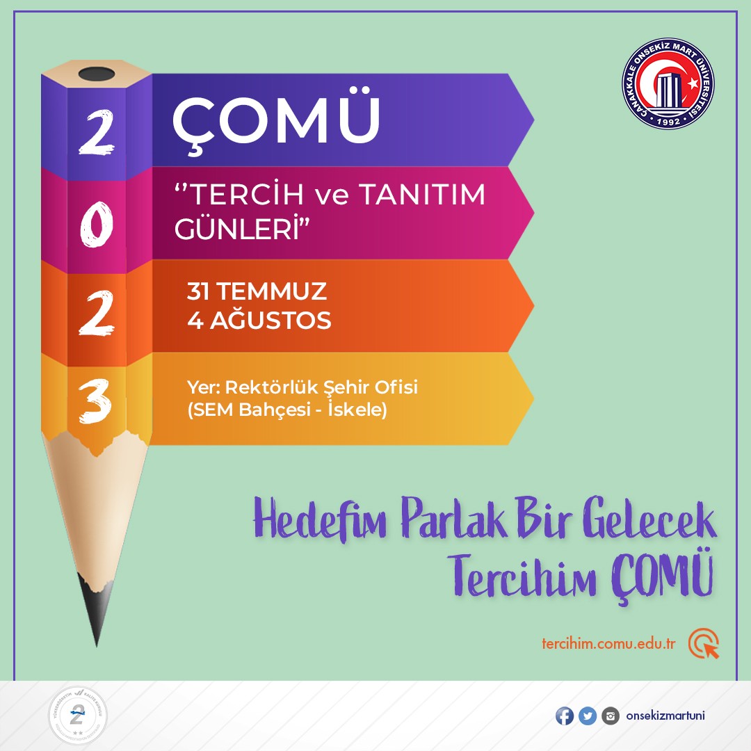 Çanakkale Onsekiz Mart Üniversitesi Hep birlikte daha ileri comu.edu.tr/aday-ogrenci #çomü #onsekizmart #üniversite