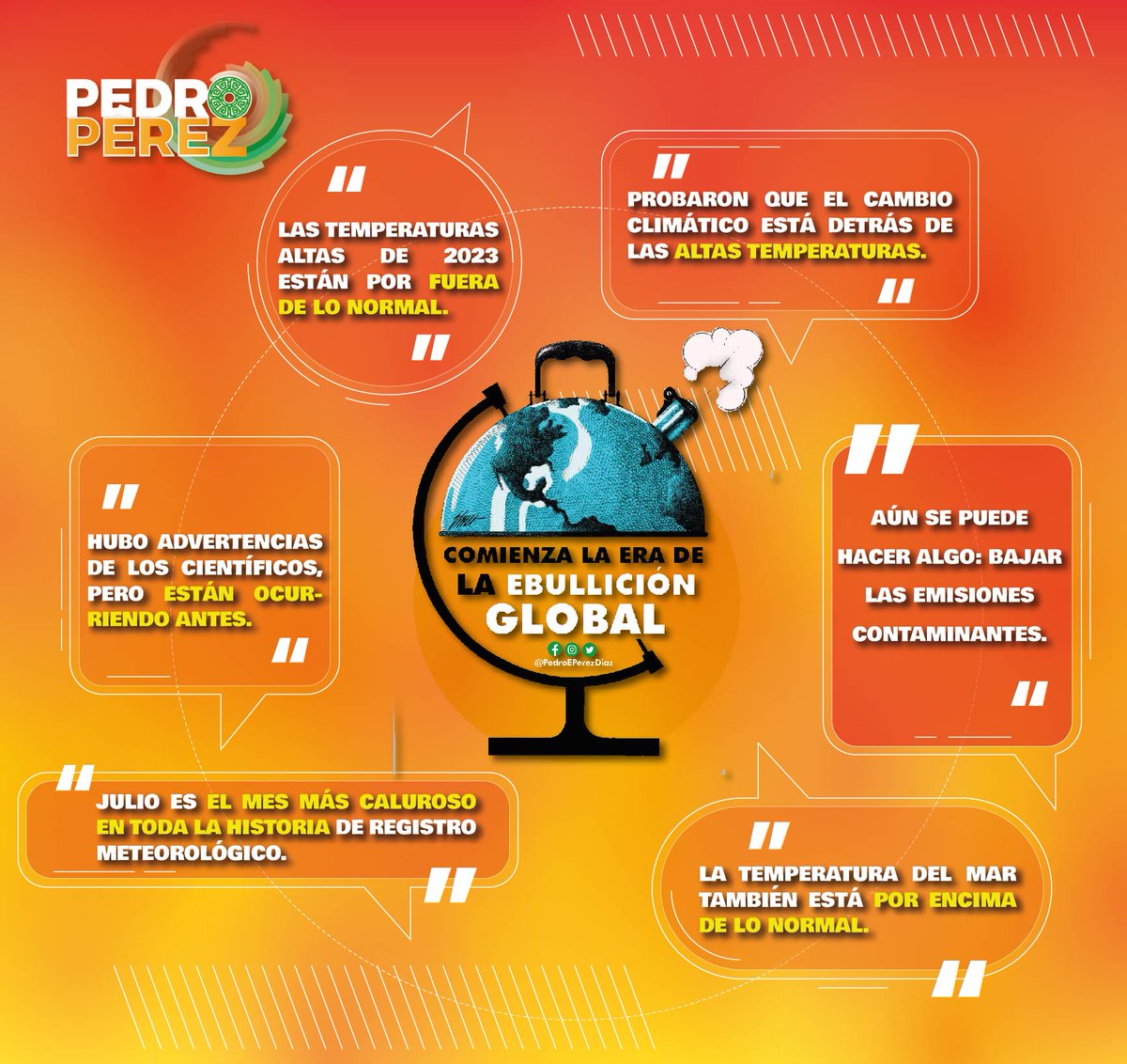 ‘El  aire es irrespirable, el calor es insoportable y la inacción climática  es inaceptable “la era del calentamiento global terminó” y la humanidad  ha entrado en “la era de la ebullición global” afirmó la #ONU el pasado jueves 27 de julio. #DelSurNaceNuestraFuerza