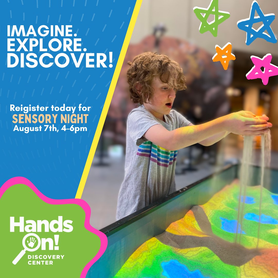 Registration is now open for August 7th Sensory Night at HandsOn! This event is designed and intended for children with sensory integration needs and their immediate family. To sign up -> 9248.blackbaudhosting.com/9248/Sensory-N… #familyfun #VisitHandsOn #HODC #AppalachianHighlands