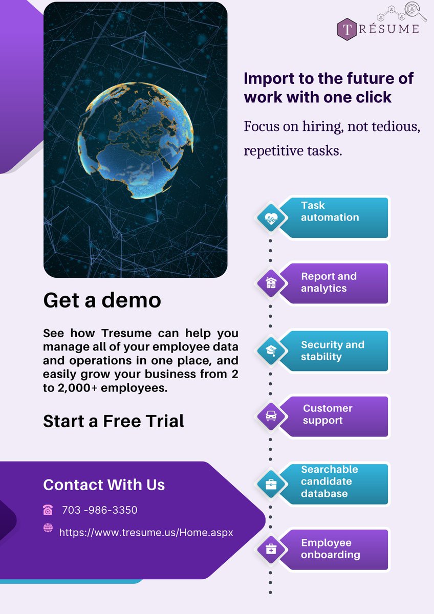 Tresume2's tweet photo. Tresume: The All-in-One Employee Management Platform.

Tresume is the all-in-one platform that can help you manage all of your employee data and operations in one place.

Schedule a demo with our Tresume expert.
Link: https://t.co/22jrqFHr2h https://t.co/a0OMeMNQDt